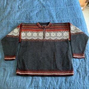 Caamano 100% Alpaca fair Isle sweater limited edition 1/4 zip Size Large